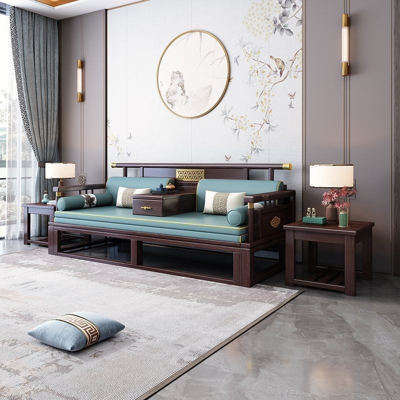 新中式罗汉床乌金木实木伸缩可推拉小户型多功能沙发可折叠罗汉床