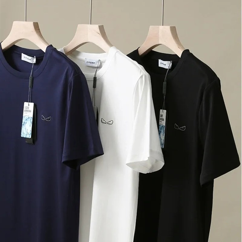 天花板级 80支液氨丝光匹马棉夏季舒爽男士休闲圆领短袖T恤衫