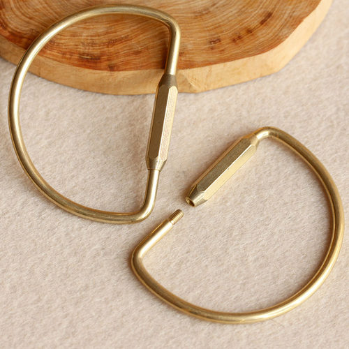 手工钥匙扣纯铜北欧简约金属钥匙圈水滴U型环复古汽车黄铜D型腰挂