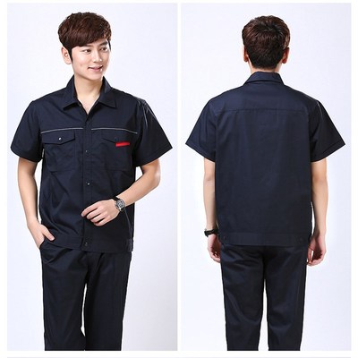 短袖工作服套装男夏季工程劳保服汽修服耐磨车间厂服薄款上衣工装