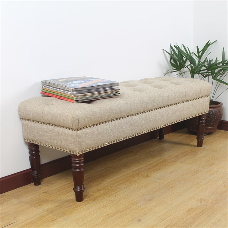 整装欧式床尾凳子布艺沙发凳脚凳美式换鞋凳卧室板凳服装店长条凳