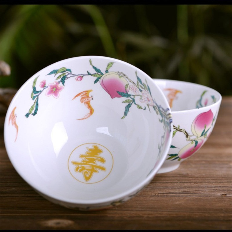5英寸寿碗景德镇陶瓷定制单个骨瓷饭碗福碗寿桃面碗寿辰回礼品碗