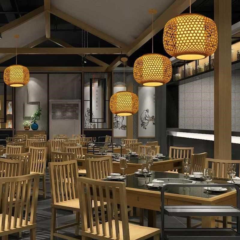 竹艺竹编吊灯灯笼餐厅禅意茶室火锅店灯罩编织仿复古民宿创意中式,家装灯饰光源,餐厅吊灯,淘宝优惠券,粉丝福利购,淘宝优惠卷