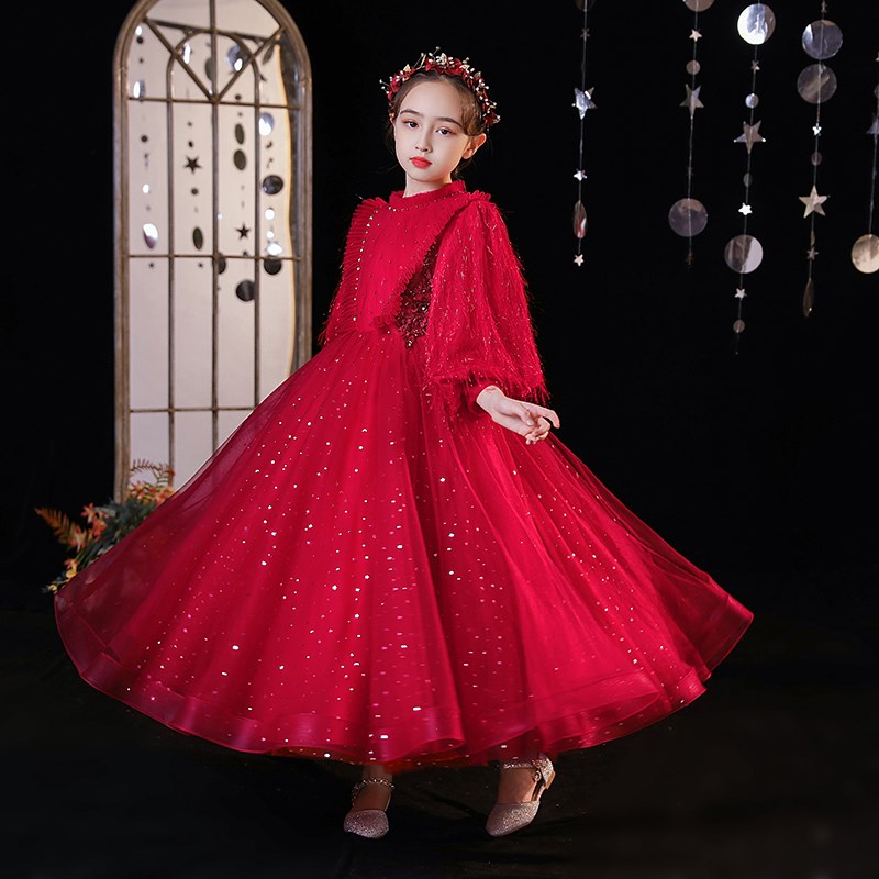 儿童生日晚礼服女童公主裙女孩钢琴演出服小花童蓬蓬纱裙婚礼高端