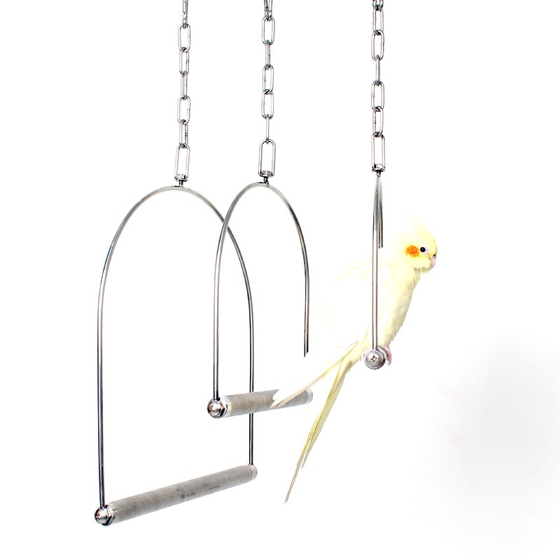 大中小鹦鹉304不锈钢玩具秋千铃铛 攀爬吊环站架鸟笼配件鸟类用品