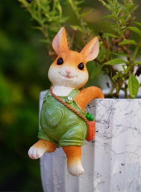 可爱花园兔子花盆挂件家居鱼缸造景挂件装饰户外盆景摆件爬缸摆件