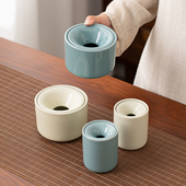 韩恬繁汝窑烟灰缸陶瓷高档漏斗办公室烟缸个性 烟盅防飞灰 防风时尚