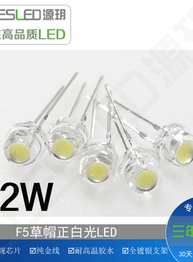 0.2瓦5mm草帽超高亮led灯珠20LM照明高光水晶吊灯f5草帽大杯冷白