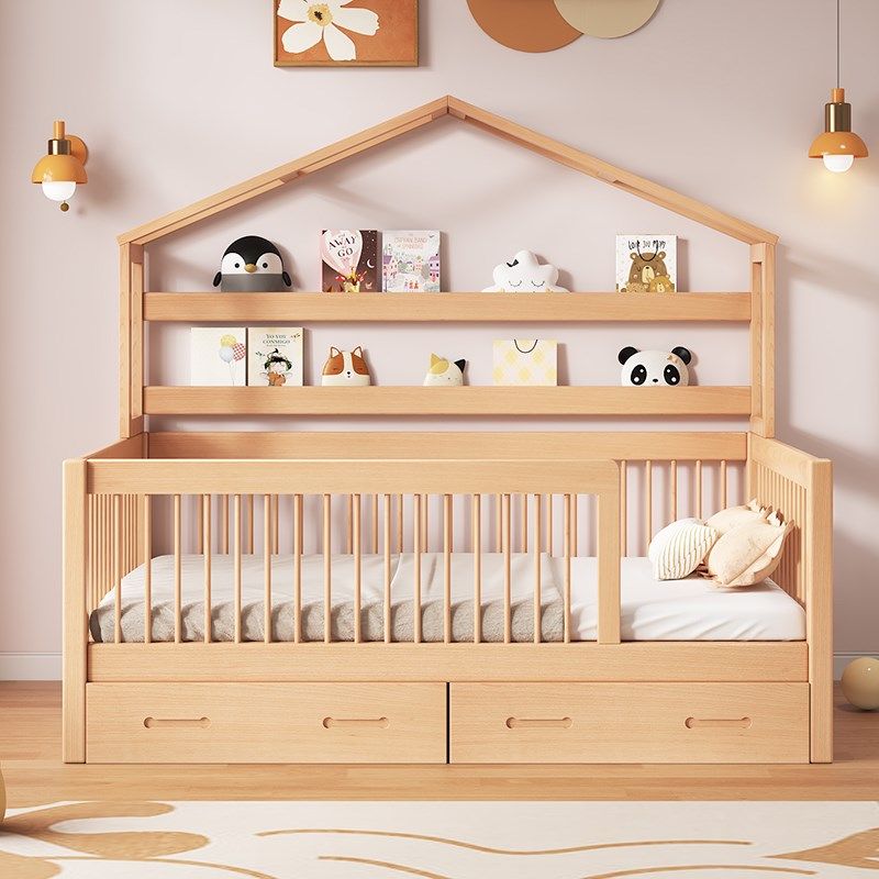 榉木儿童床家用儿童房单人床带护栏小床男孩女孩公主床加高树屋床,住宅家具,儿童床/儿童抽拉床,淘宝优惠券,粉丝福利购,淘宝优惠卷