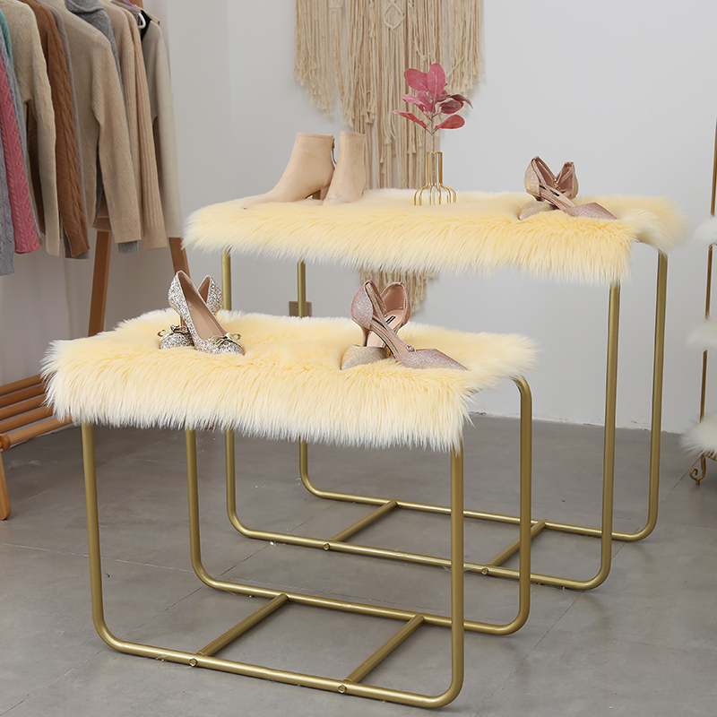 毛毛垫子白色流水台展台货架垫服装店橱窗地毯拍照长毛绒地毯装饰