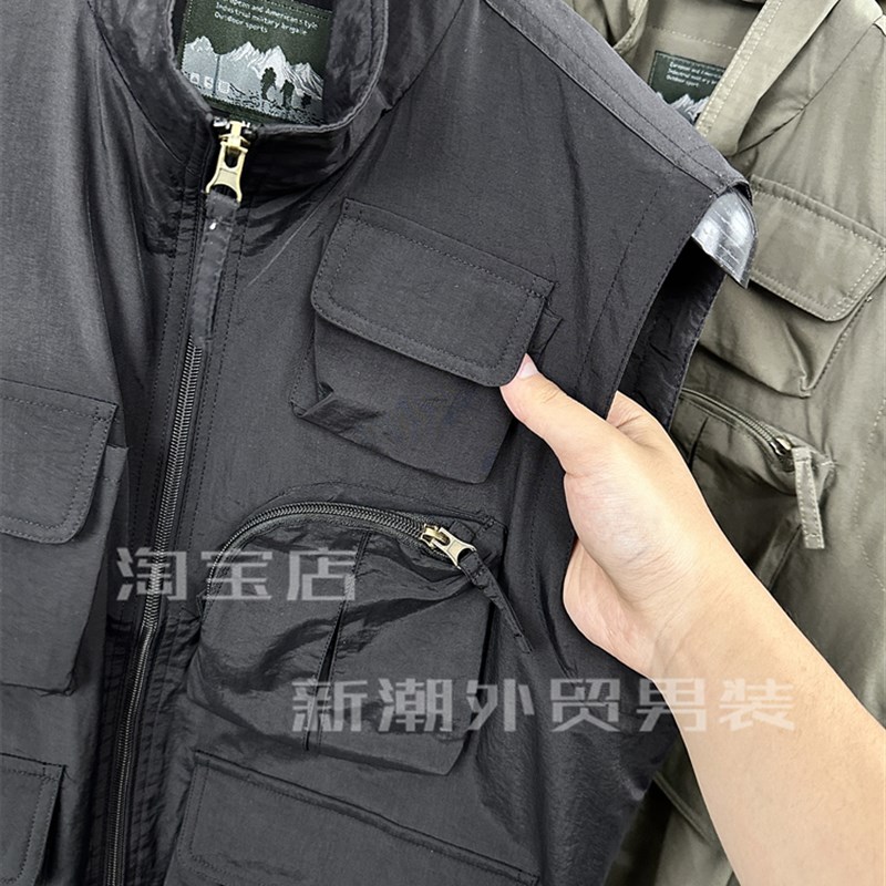 老美尾货!立体多口袋!工装马甲男夏季户外钓鱼防水登山背心外套