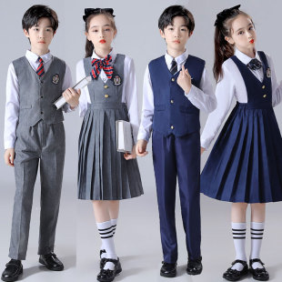 元旦中小学生幼儿园大合唱表演服装儿童诗歌朗诵演出服英伦风校服