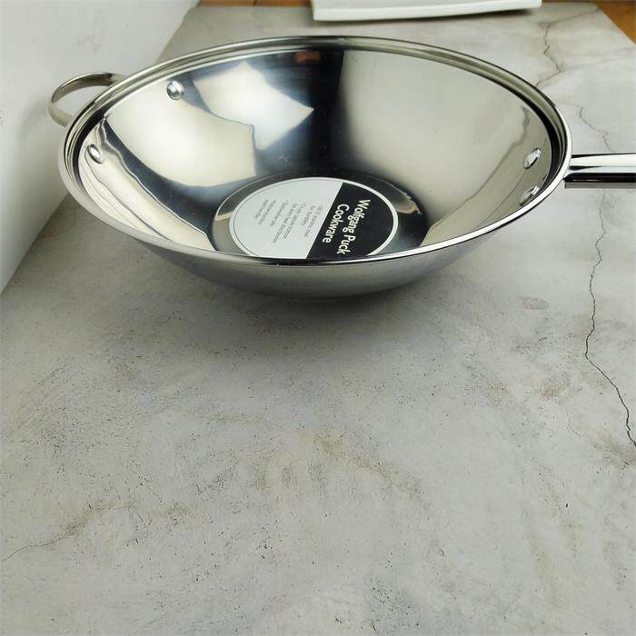 轻便款女生炒锅18-10不锈钢炒锅家用物理不沾锅316煎炒一体复底