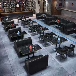 咖啡厅酒吧桌椅组合酒馆西餐烧烤奶茶店沙发复古休闲餐饮卡座清吧