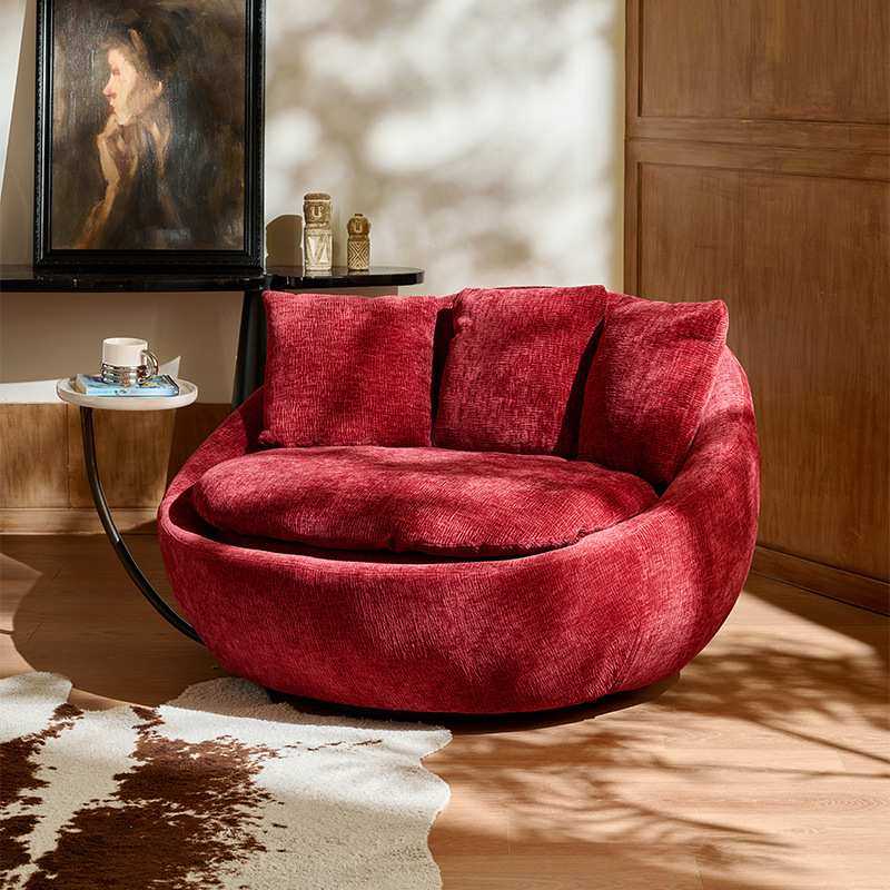 意式单人沙发椅带茶几设计师客厅休闲懒人沙发圆形可旋转懒人沙发,3C数码配件,摄像机配件,淘宝优惠券,粉丝福利购,淘宝优惠卷