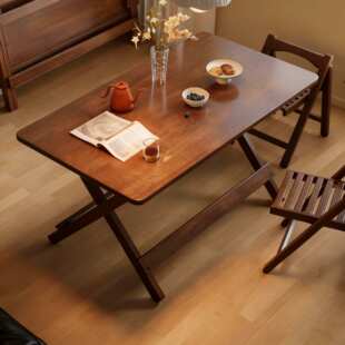 实木折叠餐桌长方形家用小户型吃饭桌餐桌椅子出租房用餐桌折叠桌