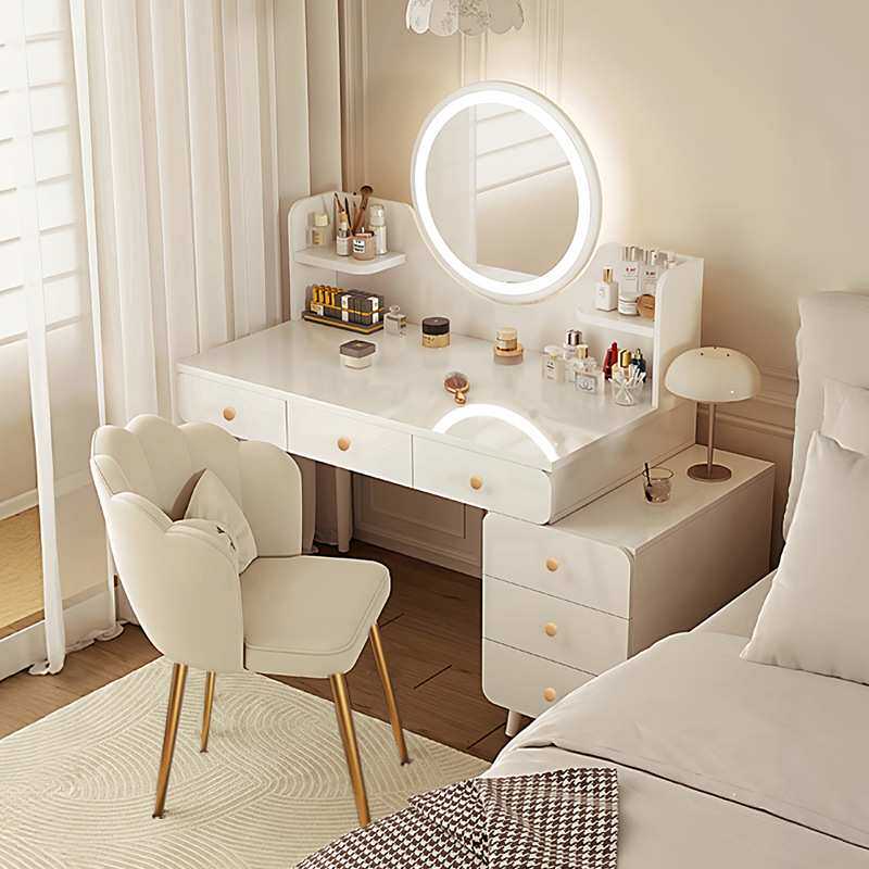 梳妆台现代卧室简约小户型新款伸缩斗柜化妆桌镜床头柜一体化妆台