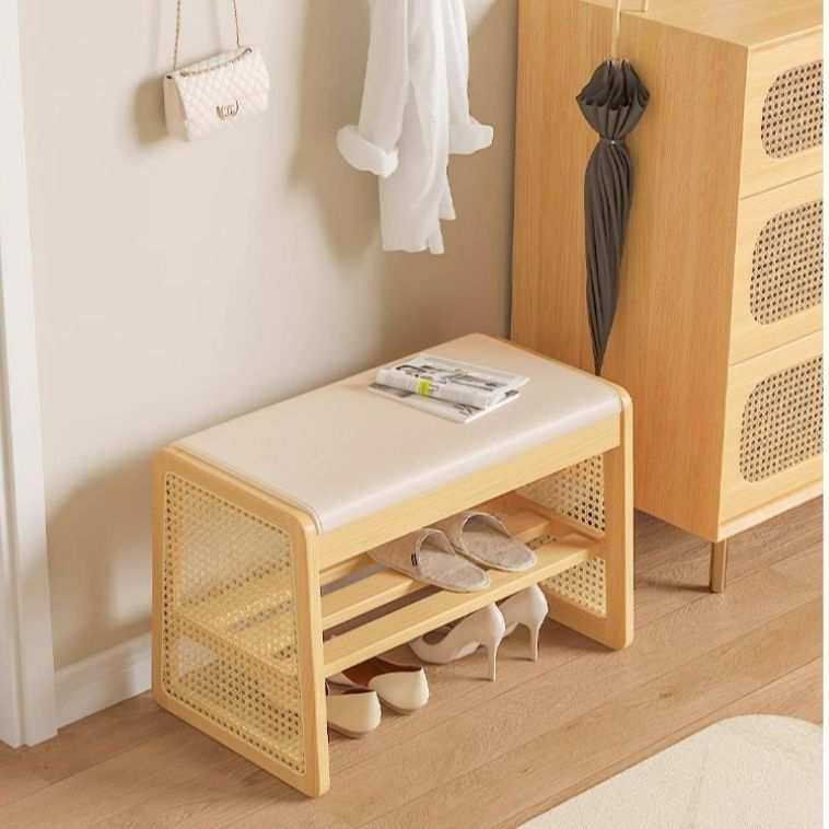 轻奢感穿鞋凳换鞋凳实木家用门口入户门一体高级可坐鞋柜坐凳藤编,3C数码配件,摄像机配件,淘宝优惠券,粉丝福利购,淘宝优惠卷