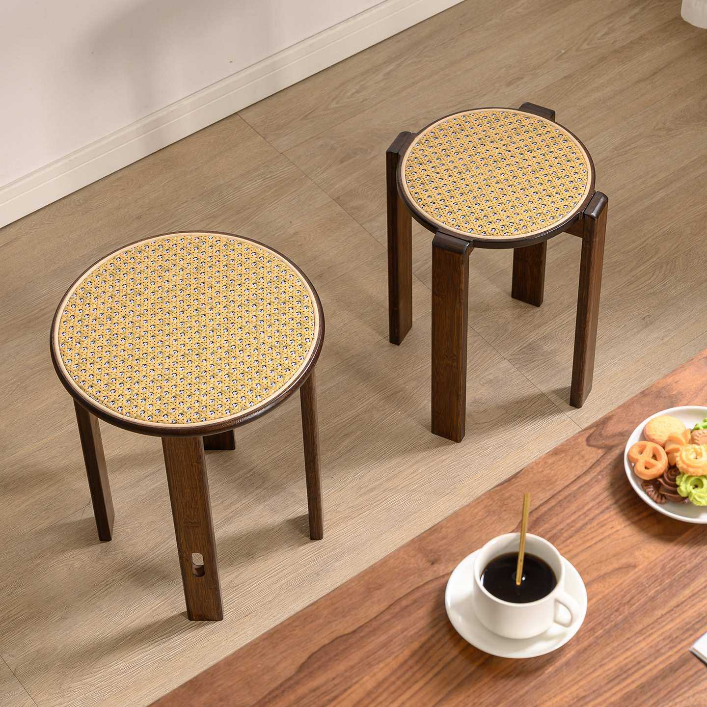 叠叠板凳家用矮凳子圆凳客厅藤编可收纳叠放风车凳休闲组合四合一,3C数码配件,摄像机配件,淘宝优惠券,粉丝福利购,淘宝优惠卷