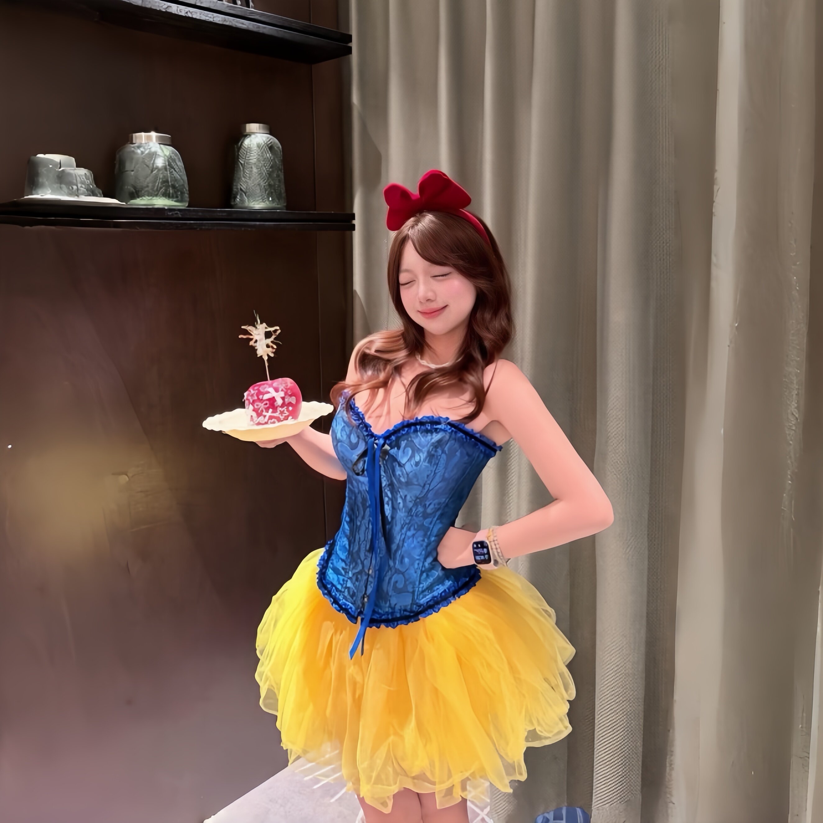 白雪公主cos服蓝色鱼骨公主裙套装万圣节节日氛围感装扮拍照道具