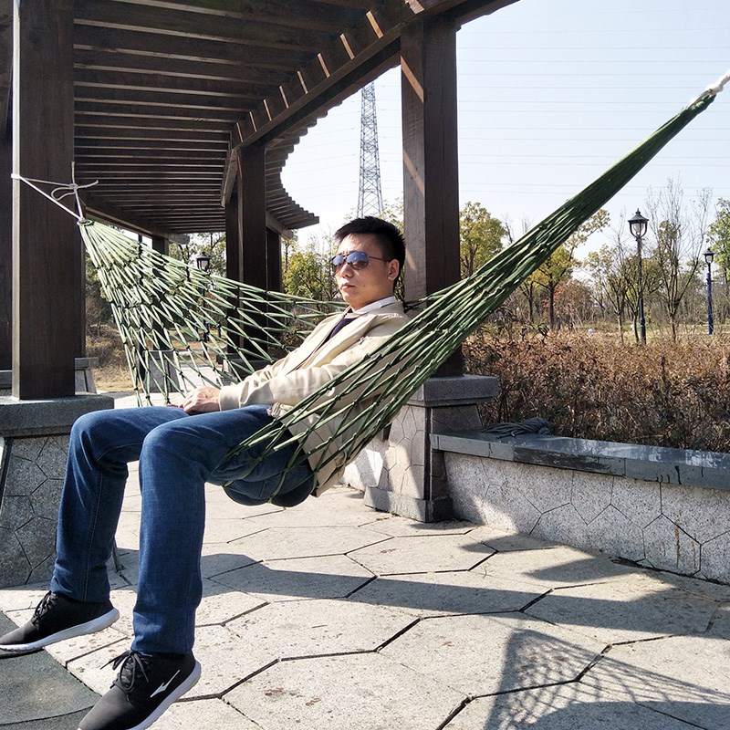 加宽网式吊床秋千户外单s双人尼龙绳吊网拴树休息摇床野营加大掉