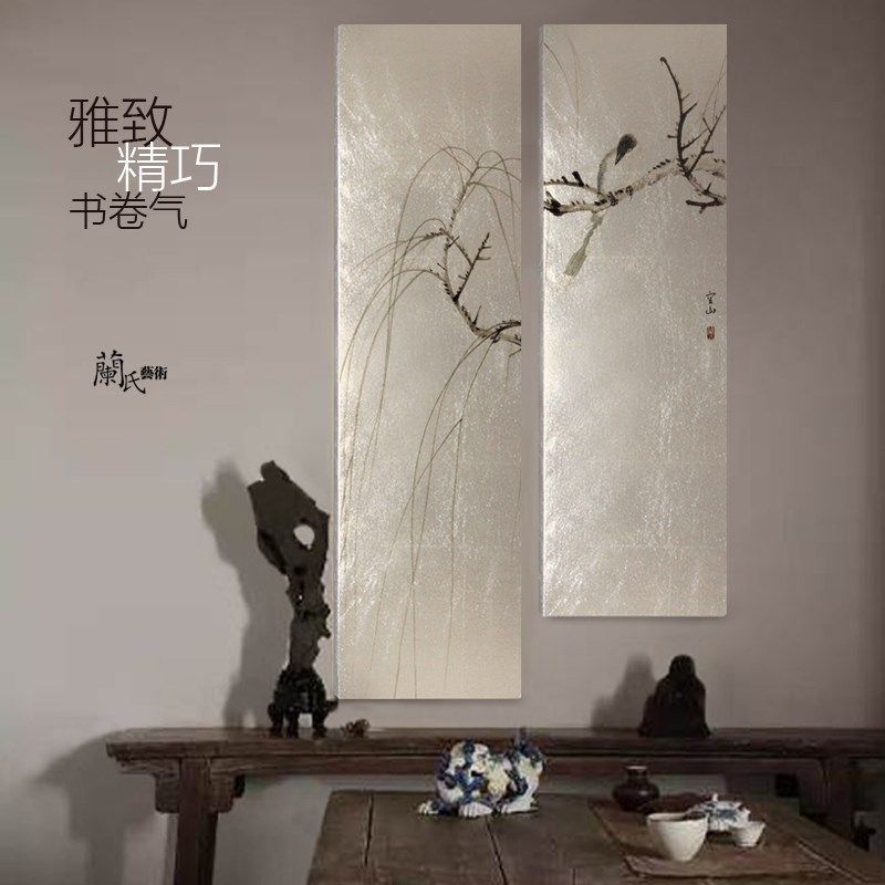 兰氏艺术漆画装饰画金箔画银箔画手工贴箔漆艺画板复古W做旧23空