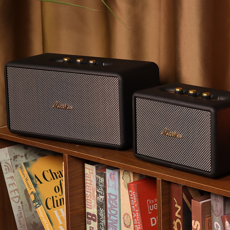 音箱模型仿真复古木质皮s革音响摆件道具装饰别墅样板间摄影非真