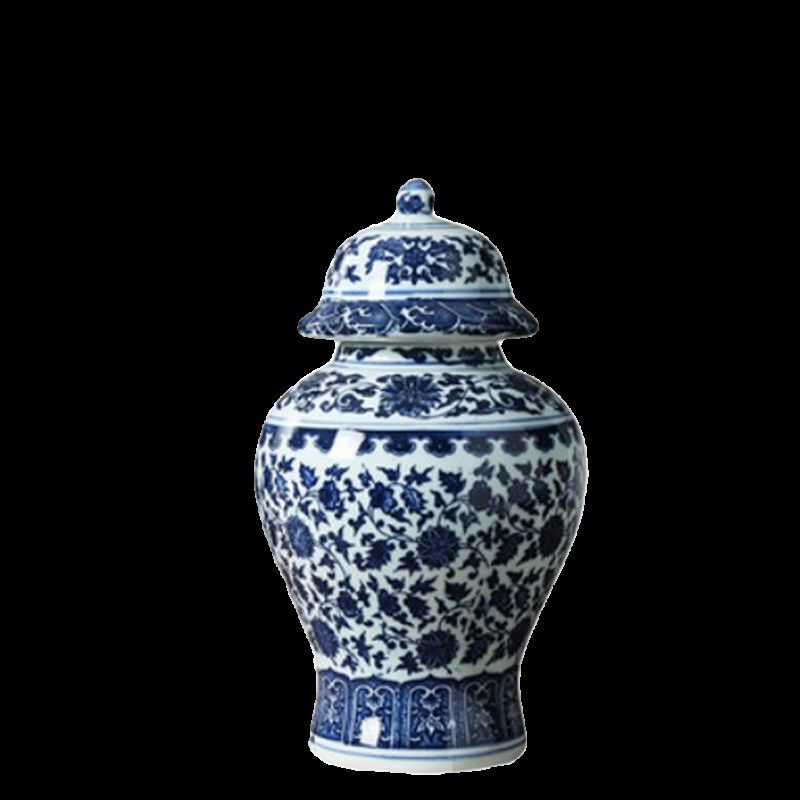 将军罐陶瓷花瓶客厅饰品中式w软装酒店名宿国风陈设瓷青花缠枝莲,家居饰品,桌面摆件,淘宝优惠券,粉丝福利购,淘宝优惠卷