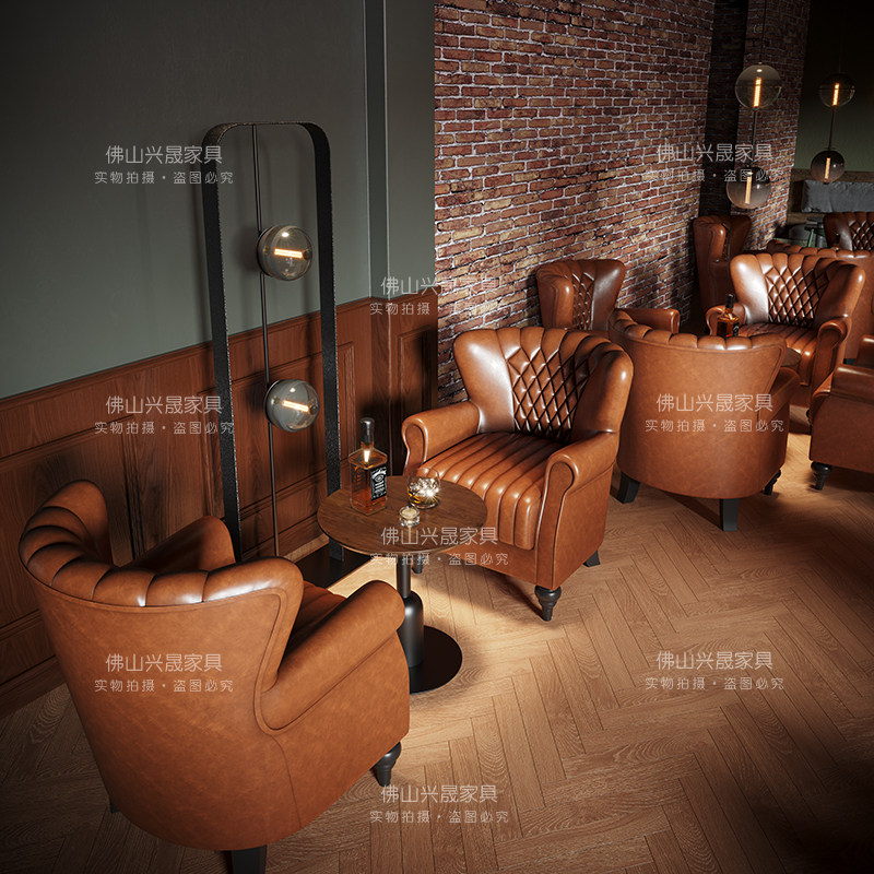 复古咖啡厅桌椅实木威士s忌吧沙发工业风酒吧清吧音乐餐吧座椅组,商业/办公家具,沙发,淘宝优惠券,粉丝福利购,淘宝优惠卷