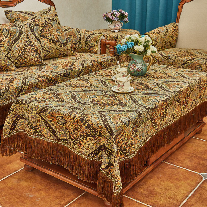 桌布布艺欧式f轻奢防滑座椅垫美式乡村复古餐桌防烫长方形茶几台