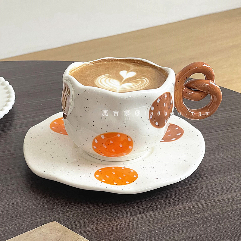 复古创意手捏饼干造型陶瓷马克杯精E致下午茶拿铁拉花咖啡杯碟套,餐饮具,咖啡杯,淘宝优惠券,粉丝福利购,淘宝优惠卷