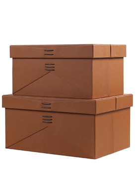 样板间衣帽d间皮革收纳箱轻奢家用收纳筐桌面三线款银色橙色收纳