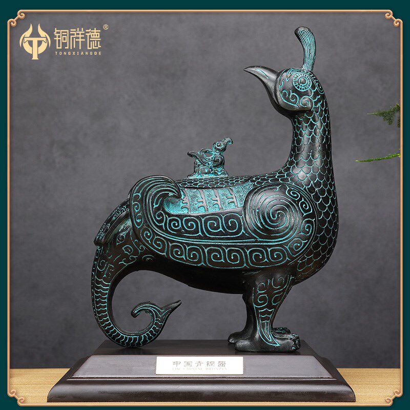 古青铜器摆件 山西晋侯鸟尊酒器礼器文玩古玩铜V工艺品厂家直销