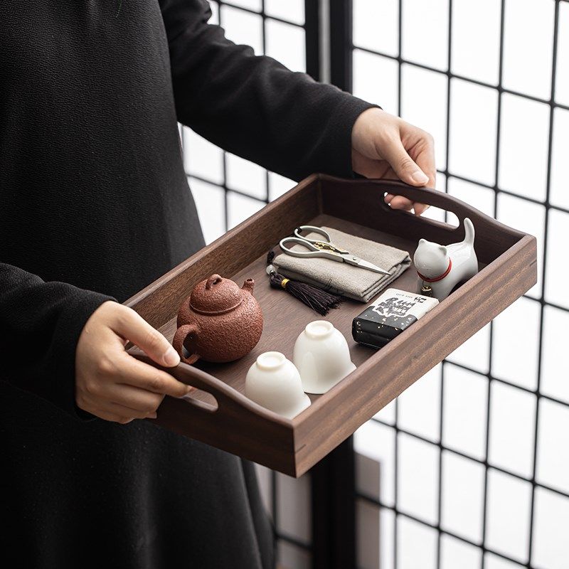 胡桃木手提双耳餐用托盘功夫茶具茶道配件中式Q茶点盘奉茶盘收纳,餐饮具,餐用托盘,淘宝优惠券,粉丝福利购,淘宝优惠卷