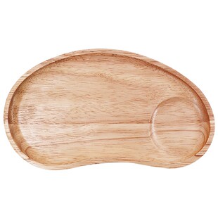 整块实木日韩原木盘子腰形椭圆分格托盘M橡胶木果盘木质带碗槽