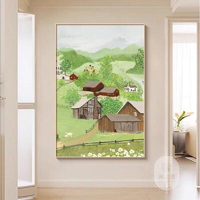 野地美树子202j5年新款客厅挂画绿色森林风景画沙发后背景墙装饰