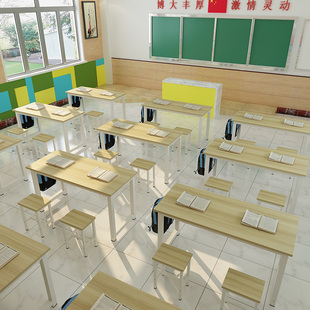 培训桌厂家直销长条桌p单双人课桌椅中小学生补习班辅导培训班书