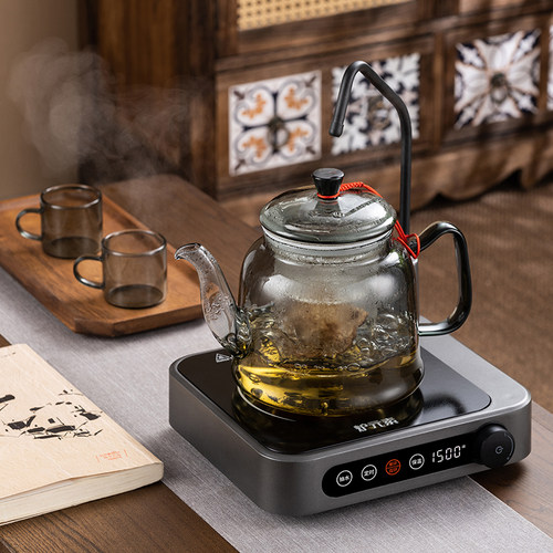 2023新款抽水电陶炉煮茶器烧茶壶电热蒸煮茶壶一体W玻璃养生烧水