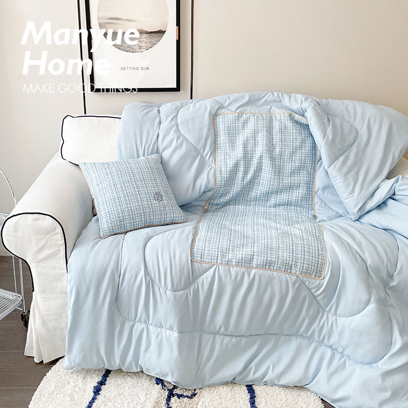 蔓越家 ins风纯色抱枕被沙发抱枕E被子两用卧室空调午睡毯车载毯