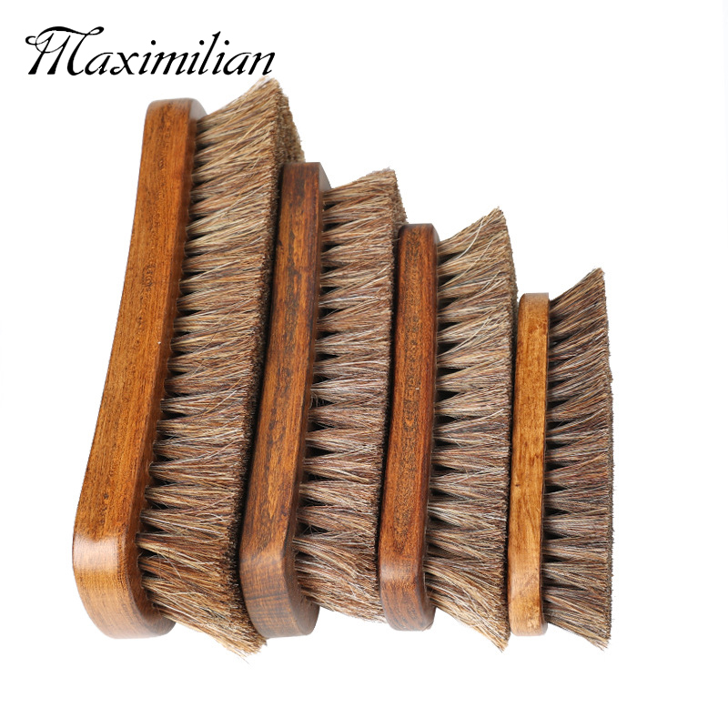 马毛刷子a鞋刷打鞋油用软毛不伤鞋榉木马鬃毛皮鞋刷除尘上光刷实