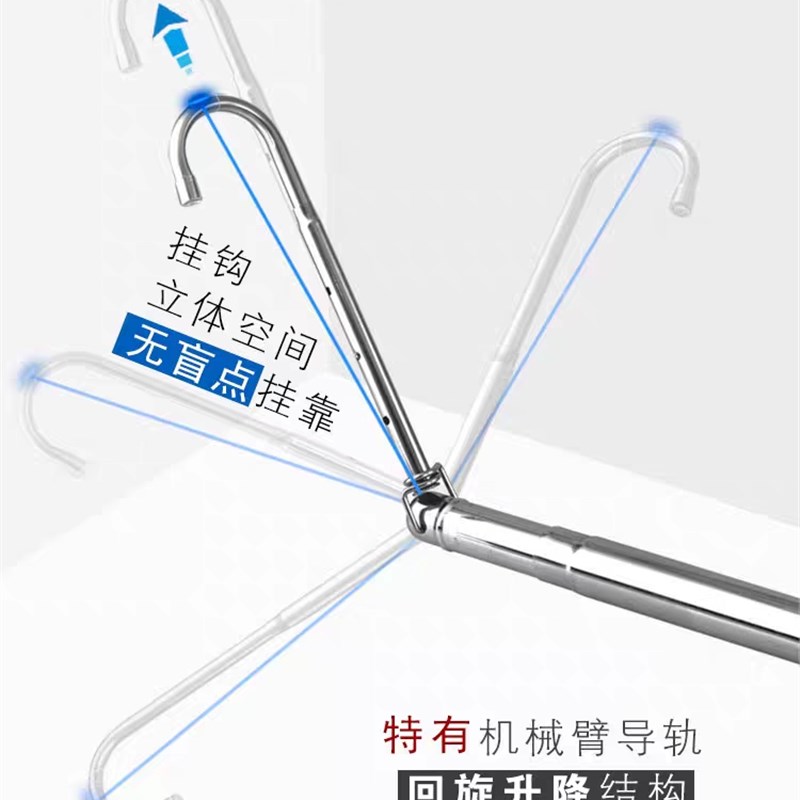 不锈钢伸缩晾衣杆阳台加长悬挂式晾衣架免打孔晾U衣杆晒被子神器