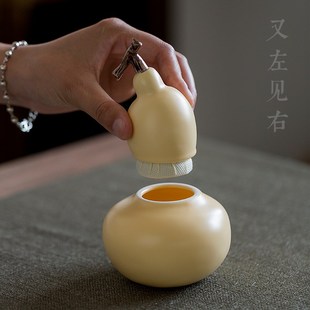 创意小号迷你T家用防潮储存 葫芦陶瓷茶叶罐子密封罐便携随身个性