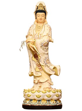 快速发货台湾整木香樟木手工v木雕观音佛像家用供奉观世音菩萨观