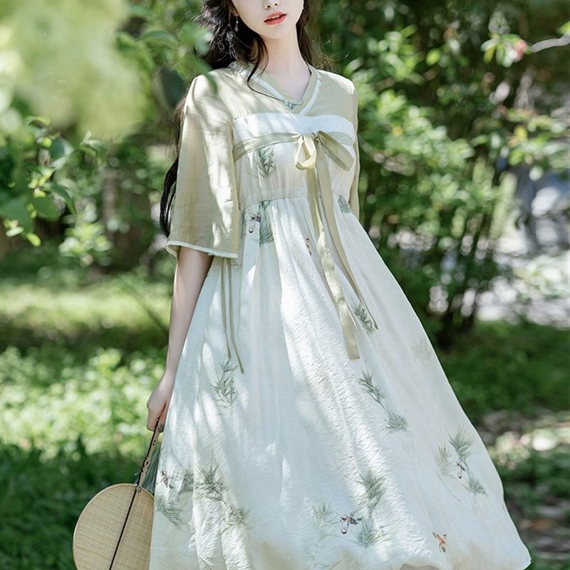 速发新中式装日常汉元素裙子可以穿上班的服子改良版连衣裙小个汉