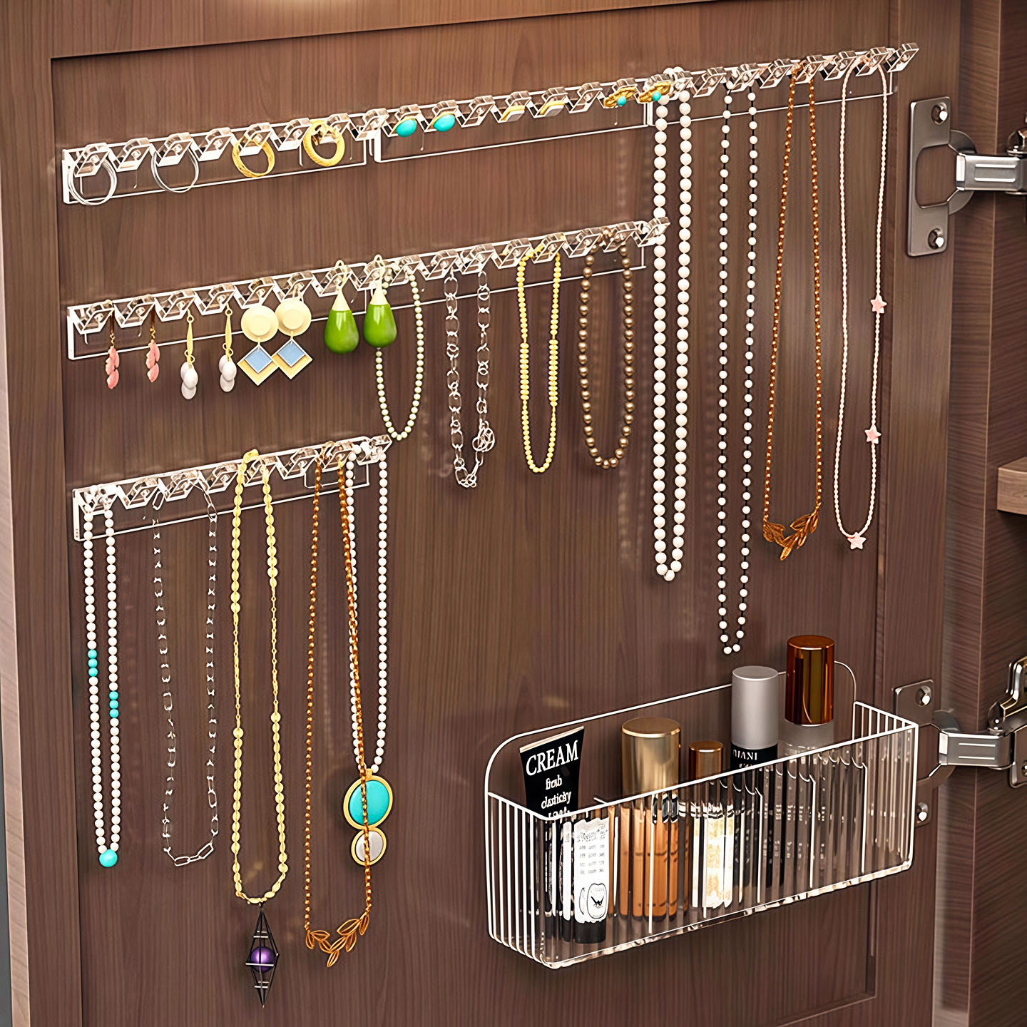 镜柜门后项链收纳挂架展示架