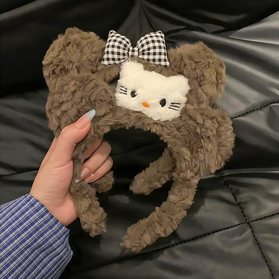 元气满满可爱毛绒猫咪发箍女秋冬