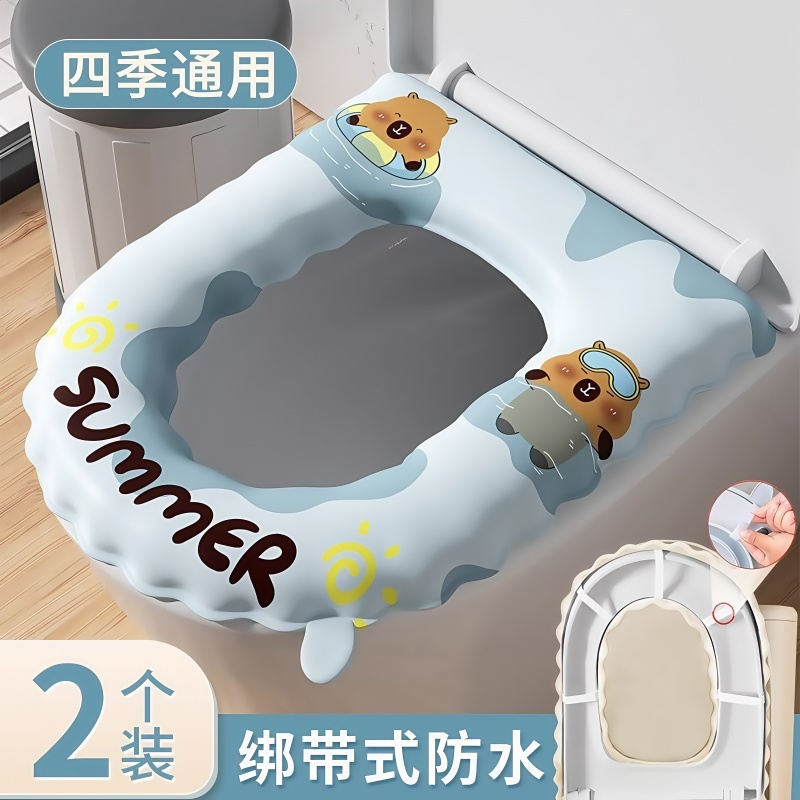 馬桶坐墊防水免洗四季通用綁帶款