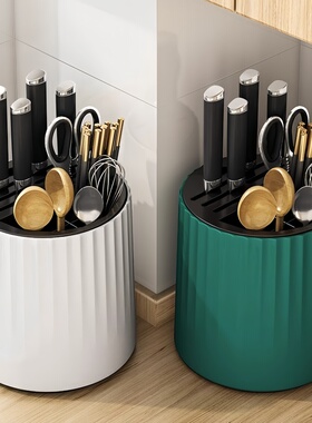 厨房旋转刀架置物架台面多功能筷子筒刀架一体收纳盒家用菜刀架子
