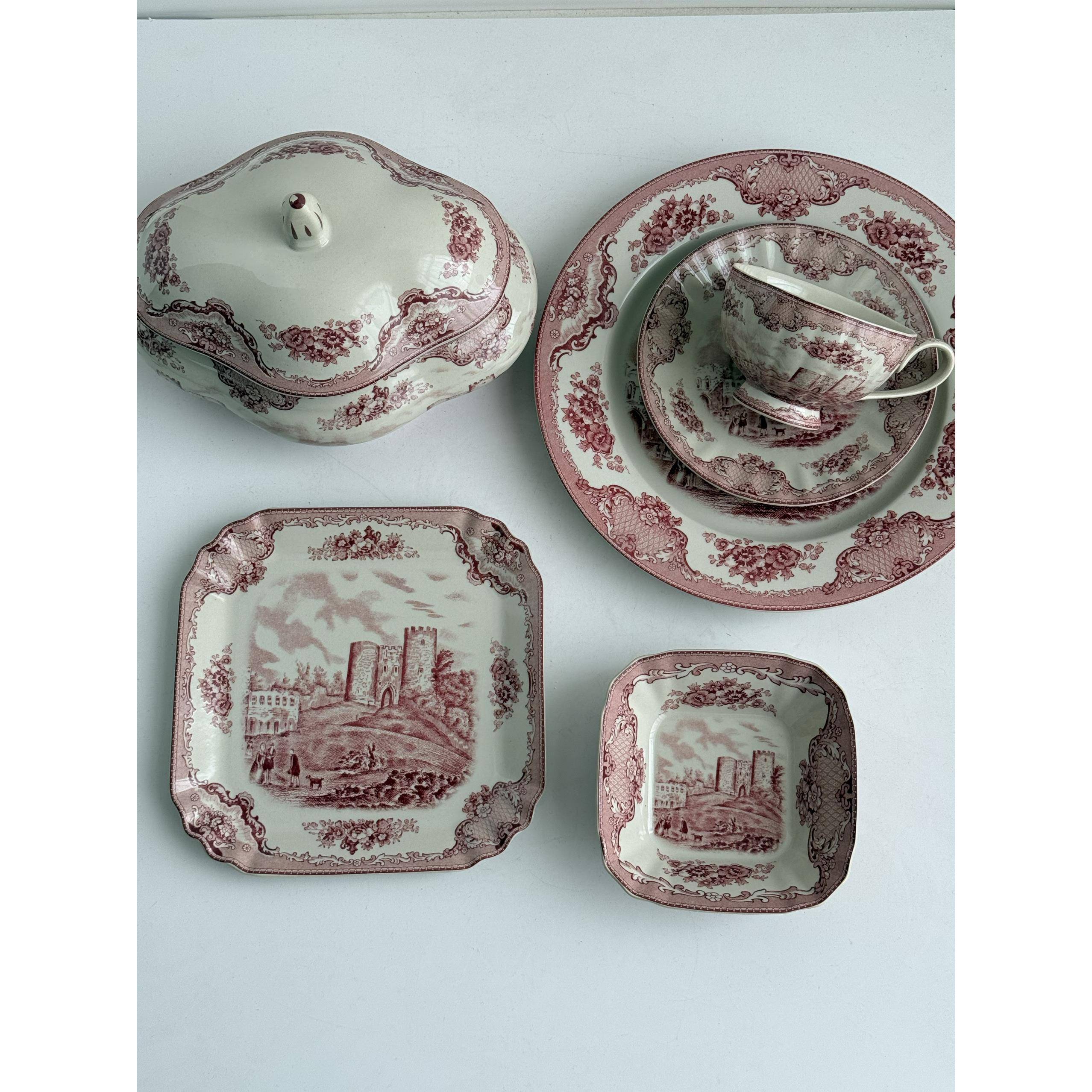 中古瓷典器堡经红城系列黑瓷釉F786689M中彩陶瓷套装咖啡杯 色盘