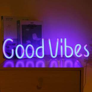 LED霓虹背板Good 新款 Vibes透明背板霓虹燈感覺不錯